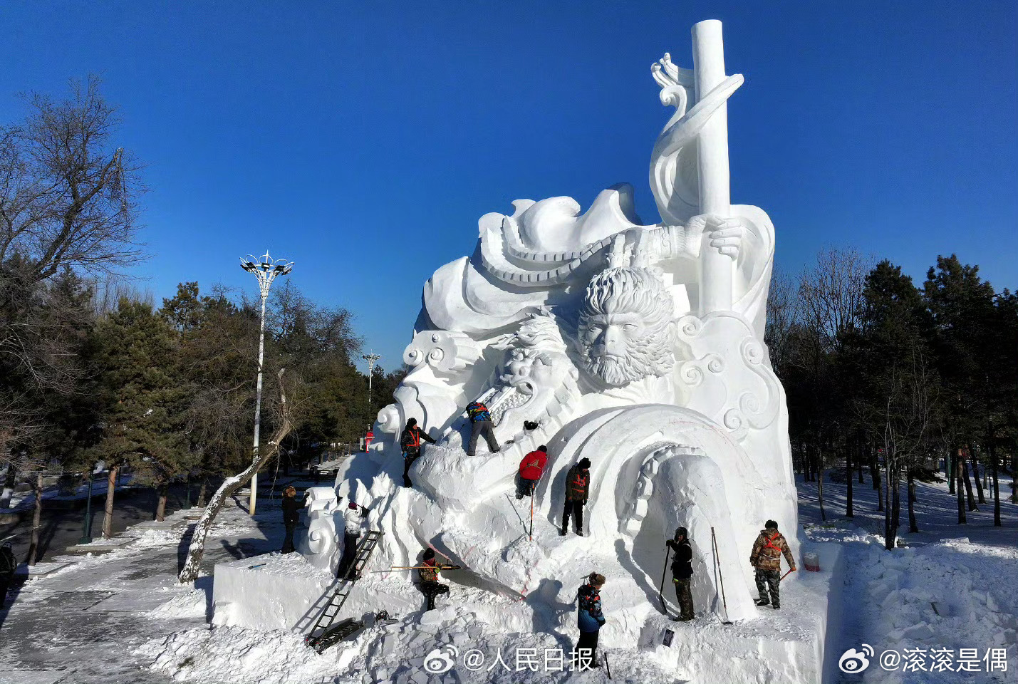 黑龙江雪雕黑悟空修复技艺，重塑苹果肌，展现技艺与审美的融合